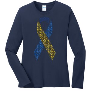 World Down Syndrome Day Awareness Ribbons Ladies Long Sleeve Shirt