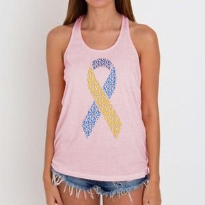 World Down Syndrome Day Awareness Ribbons Women's Knotted Racerback Tank