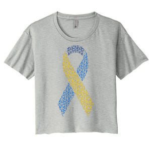 World Down Syndrome Day Awareness Ribbons Women's Crop Top Tee