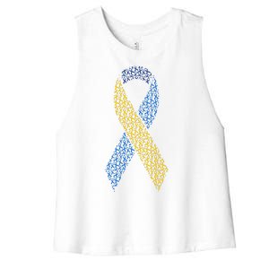 World Down Syndrome Day Awareness Ribbons Women's Racerback Cropped Tank