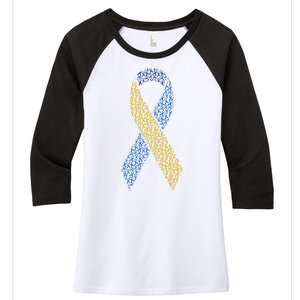 World Down Syndrome Day Awareness Ribbons Women's Tri-Blend 3/4-Sleeve Raglan Shirt