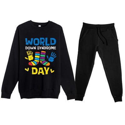 World Down Syndrome Day Awareness T21 Teacher Women Premium Crewneck Sweatsuit Set