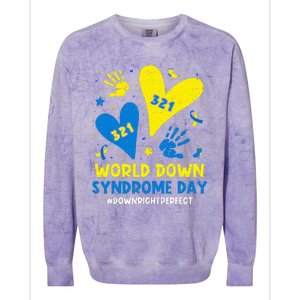 World Down Syndrome Day 321 Awareness Support Colorblast Crewneck Sweatshirt