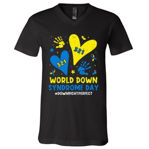 World Down Syndrome Day 321 Awareness Support V-Neck T-Shirt