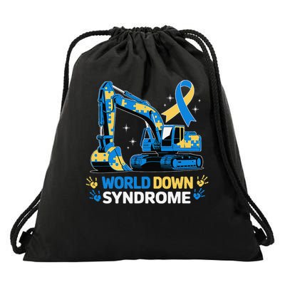 World Down Syndrome Awareness Day Bulldozer Drawstring Bag