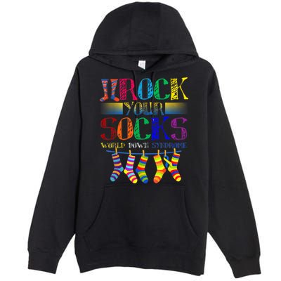 World Down Syndrome Day Rock Your Socks Globe Ribbon Premium Pullover Hoodie