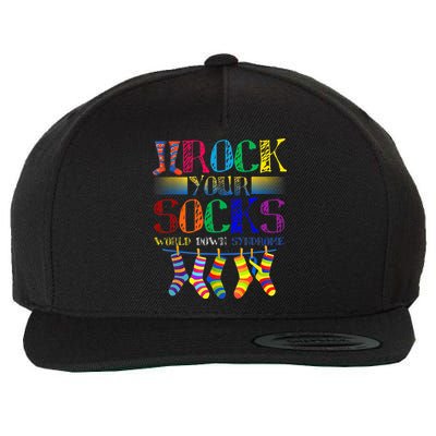 World Down Syndrome Day Rock Your Socks Globe Ribbon Wool Snapback Cap