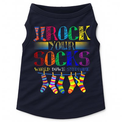 World Down Syndrome Day Rock Your Socks Globe Ribbon Doggie Tank