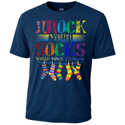 World Down Syndrome Day Rock Your Socks Globe Ribbon Performance Shirt