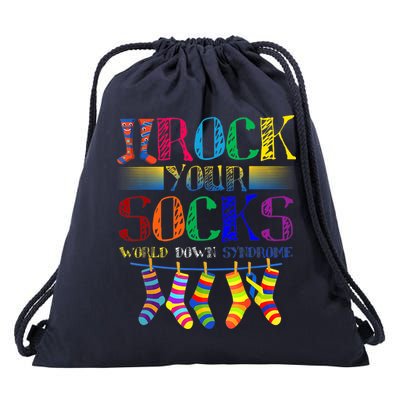 World Down Syndrome Day Rock Your Socks Globe Ribbon Drawstring Bag