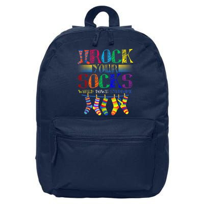 World Down Syndrome Day Rock Your Socks Globe Ribbon 16 in Basic Backpack
