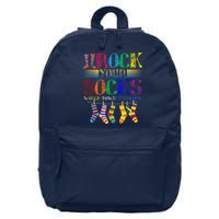 World Down Syndrome Day Rock Your Socks Globe Ribbon 16 in Basic Backpack