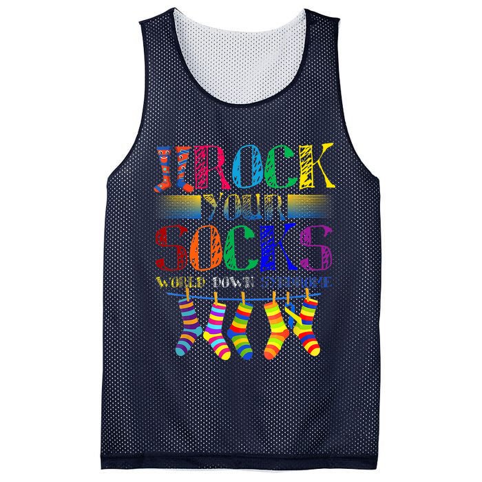 World Down Syndrome Day Rock Your Socks Globe Ribbon Mesh Reversible Basketball Jersey Tank