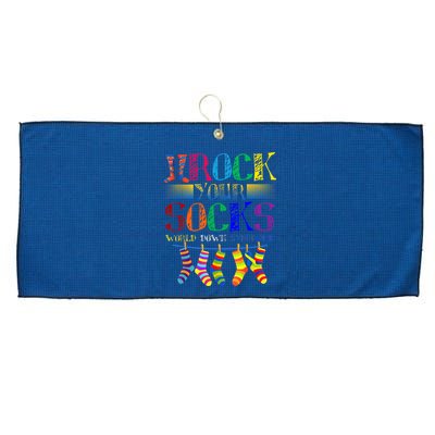 World Down Syndrome Day Rock Your Socks Globe Ribbon Large Microfiber Waffle Golf Towel
