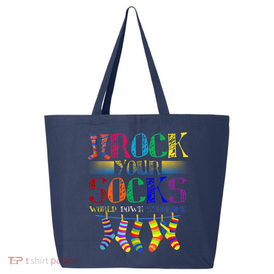 World Down Syndrome Day Rock Your Socks Globe Ribbon 25L Jumbo Tote