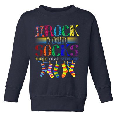 World Down Syndrome Day Rock Your Socks Globe Ribbon Toddler Sweatshirt