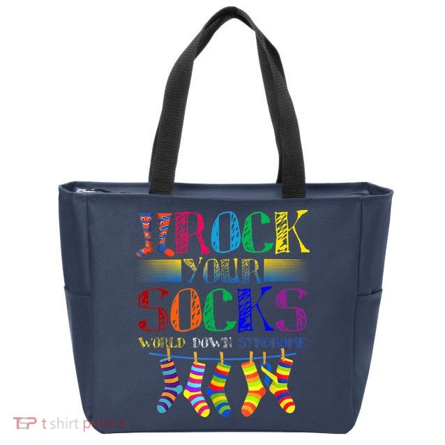 World Down Syndrome Day Rock Your Socks Globe Ribbon Zip Tote Bag