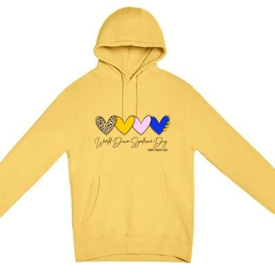 World Down Syndrome Day March 21st Awareness Heart Premium Pullover Hoodie