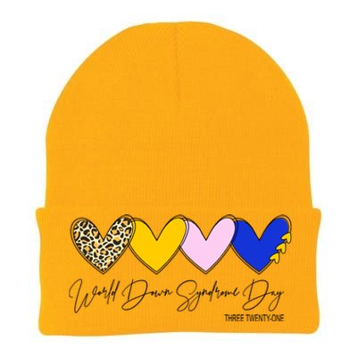 World Down Syndrome Day March 21st Awareness Heart Knit Cap Winter Beanie