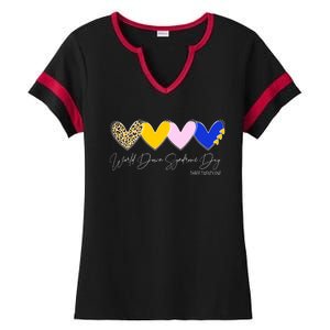 World Down Syndrome Day March 21st Awareness Heart Ladies Halftime Notch Neck Tee