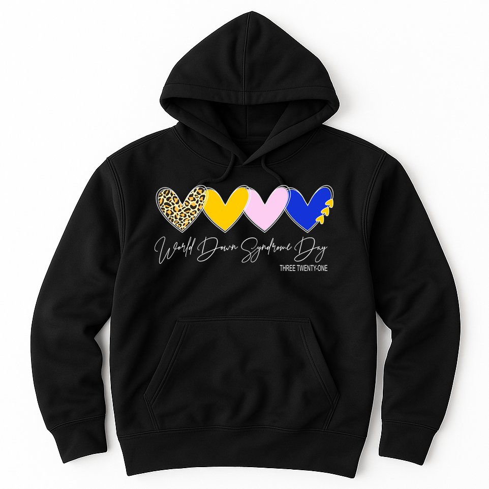 World Down Syndrome Day March 21st Awareness Heart Hoodie