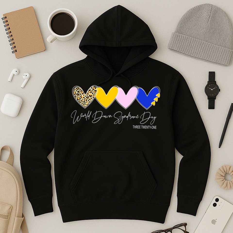 World Down Syndrome Day March 21st Awareness Heart Hoodie