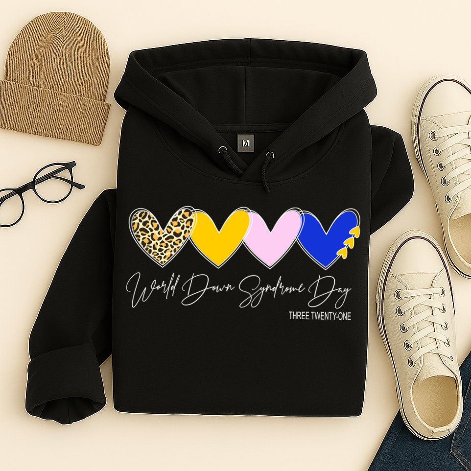 World Down Syndrome Day March 21st Awareness Heart Hoodie