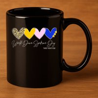 World Down Syndrome Day March 21st Awareness Heart 11oz C Handle Ceramic Mug