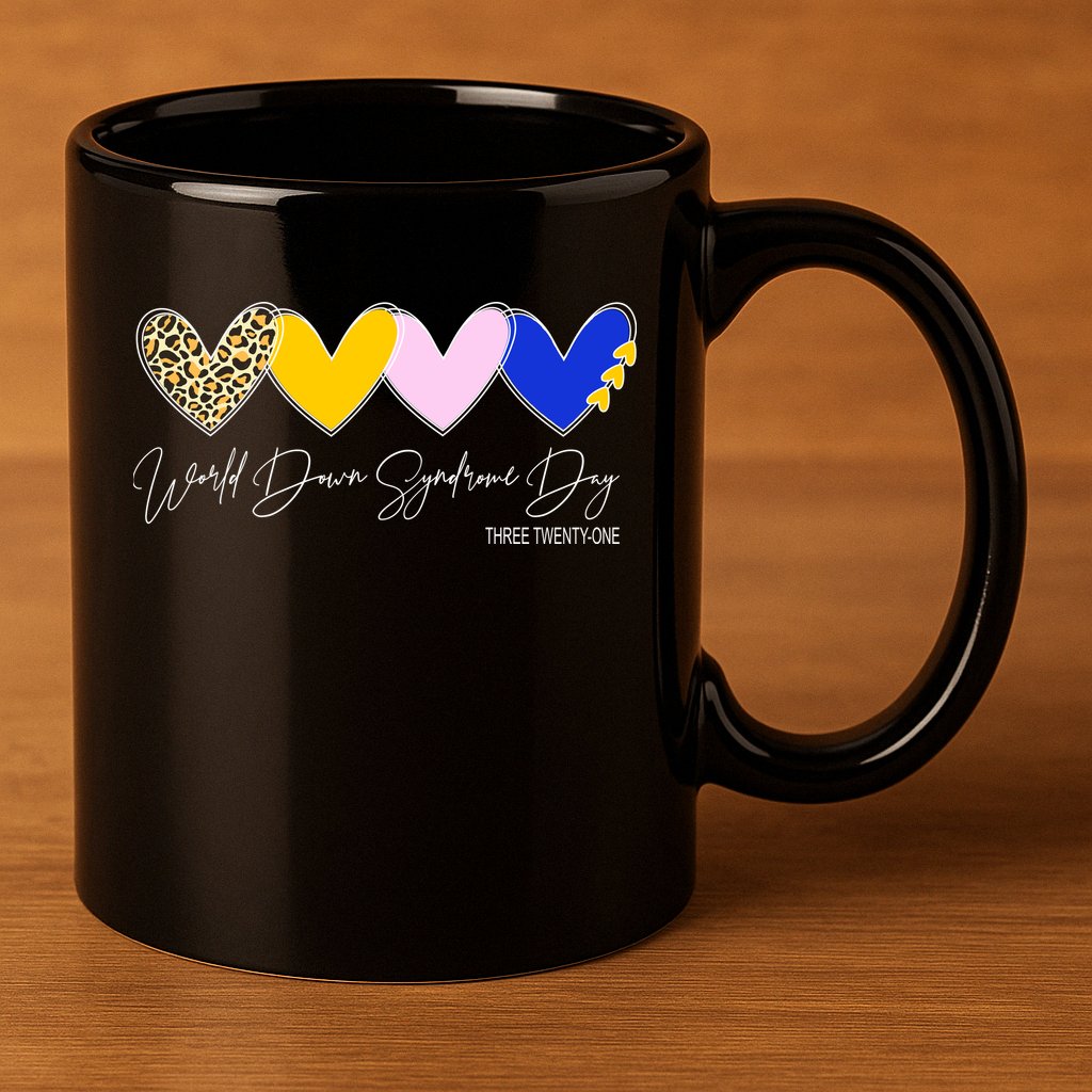 World Down Syndrome Day March 21st Awareness Heart 11oz C Handle Ceramic Mug