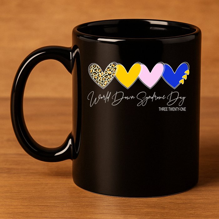 World Down Syndrome Day March 21st Awareness Heart 11oz C Handle Ceramic Mug