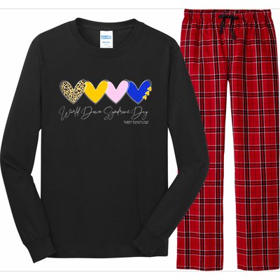 World Down Syndrome Day March 21st Awareness Heart Long Sleeve Pajama Set