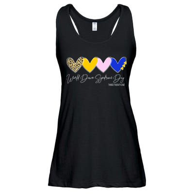 World Down Syndrome Day March 21st Awareness Heart Ladies Essential Flowy Tank