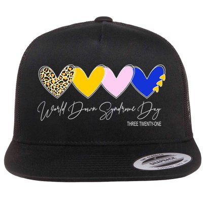 World Down Syndrome Day March 21st Awareness Heart Flatbill Hat
