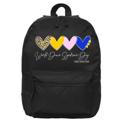 World Down Syndrome Day March 21st Awareness Heart 16 in Basic Backpack