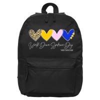 World Down Syndrome Day March 21st Awareness Heart 16 in Basic Backpack