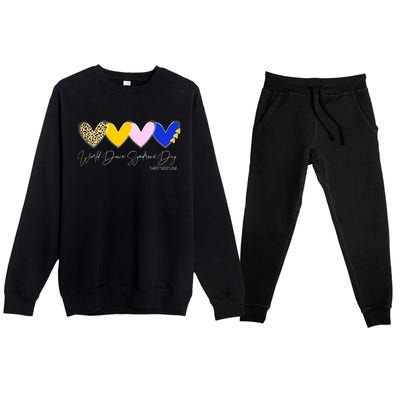 World Down Syndrome Day March 21st Awareness Heart Premium Crewneck Sweatsuit Set