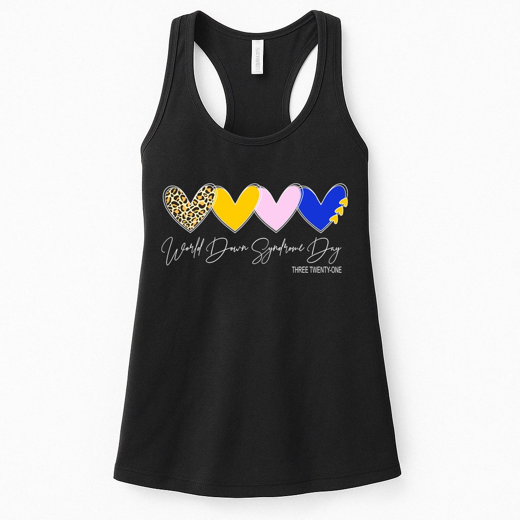 World Down Syndrome Day March 21st Awareness Heart Womens Tank Top