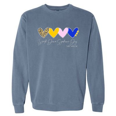 World Down Syndrome Day March 21st Awareness Heart Garment-Dyed Sweatshirt