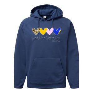 World Down Syndrome Day March 21st Awareness Heart Performance Fleece Hoodie