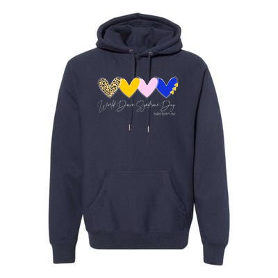 World Down Syndrome Day March 21st Awareness Heart Premium Hoodie