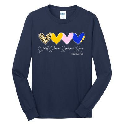 World Down Syndrome Day March 21st Awareness Heart Tall Long Sleeve T-Shirt