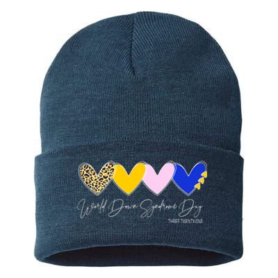 World Down Syndrome Day March 21st Awareness Heart Sustainable Knit Beanie