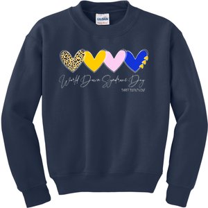 World Down Syndrome Day March 21st Awareness Heart Kids Sweatshirt