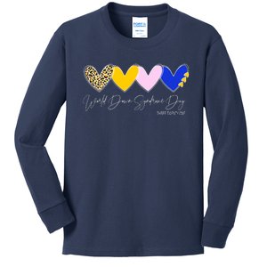 World Down Syndrome Day March 21st Awareness Heart Kids Long Sleeve Shirt