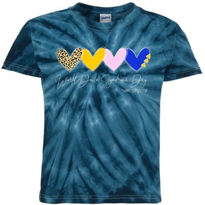 World Down Syndrome Day March 21st Awareness Heart Kids Tie-Dye T-Shirt