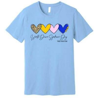 World Down Syndrome Day March 21st Awareness Heart Premium T-Shirt