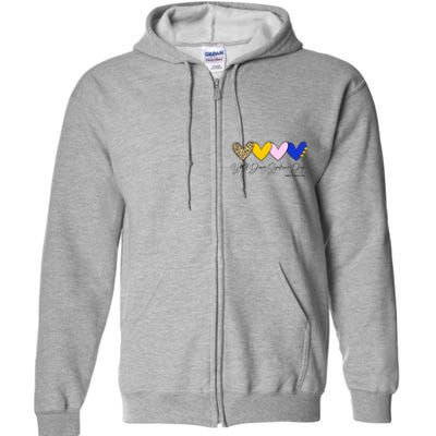 World Down Syndrome Day March 21st Awareness Heart Full Zip Hoodie