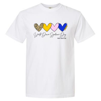 World Down Syndrome Day March 21st Awareness Heart Garment-Dyed Heavyweight T-Shirt