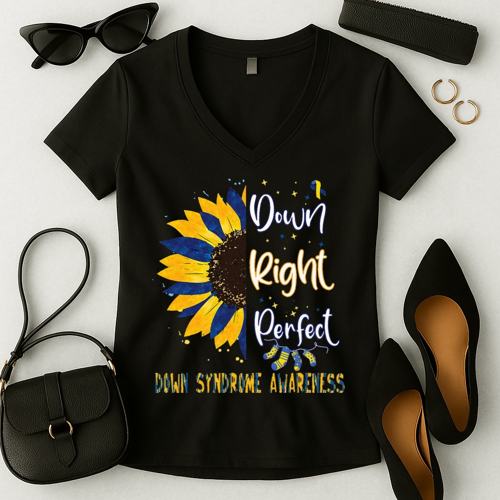 World Down Syndrome Day Awareness Socks 21 March Women's V-Neck T-Shirt