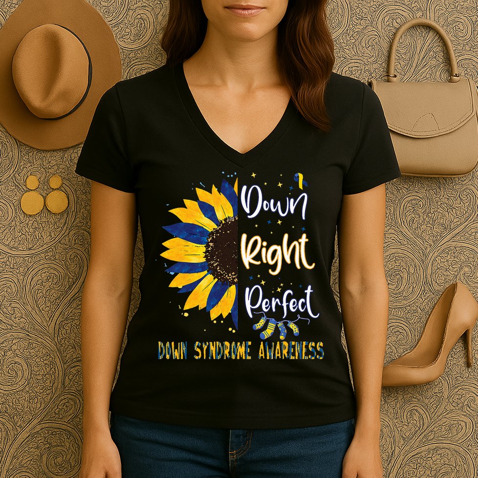 World Down Syndrome Day Awareness Socks 21 March Women's V-Neck T-Shirt